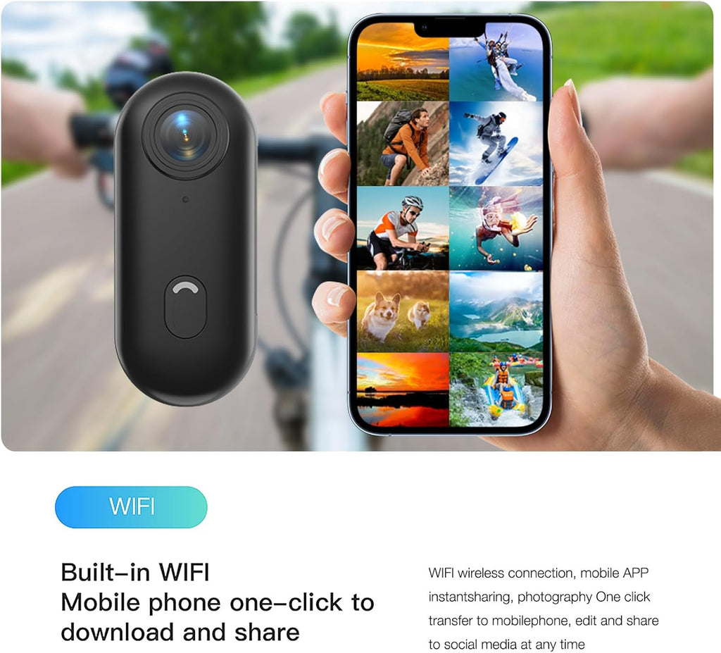 H7 64GB 1080P Thumb Action Camera, Mini Body Cameras, Wearable Pocket Vlogging Camera with Magnetic Lanyard, Small Portable Body Cam Helmet Cam for Work, Cycling, Travel, Pet Walking