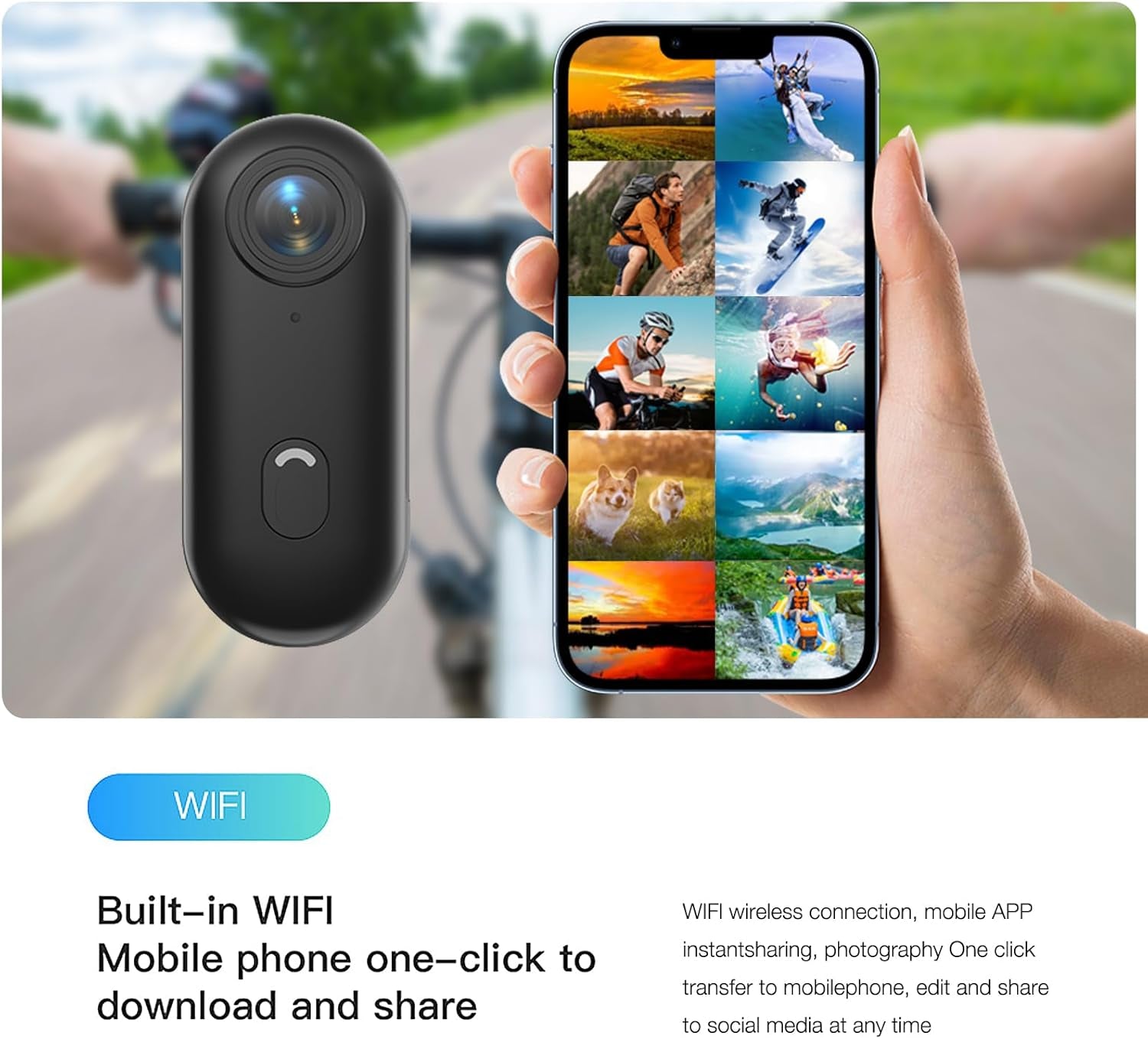 H7 64GB 1080P Thumb Action Camera, Mini Body Cameras, Wearable Pocket Vlogging Camera with Magnetic Lanyard, Small Portable Body Cam Helmet Cam for Work, Cycling, Travel, Pet Walking